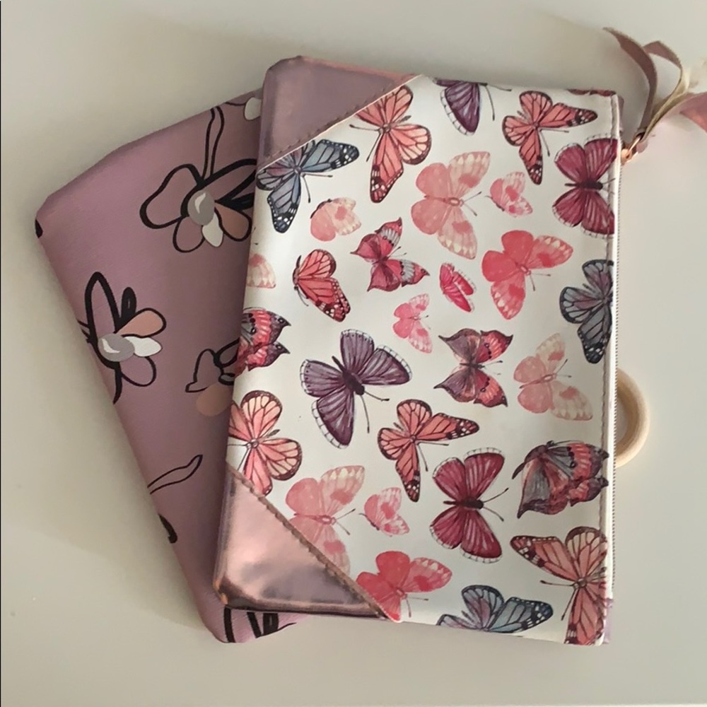 2 purple makeup bags